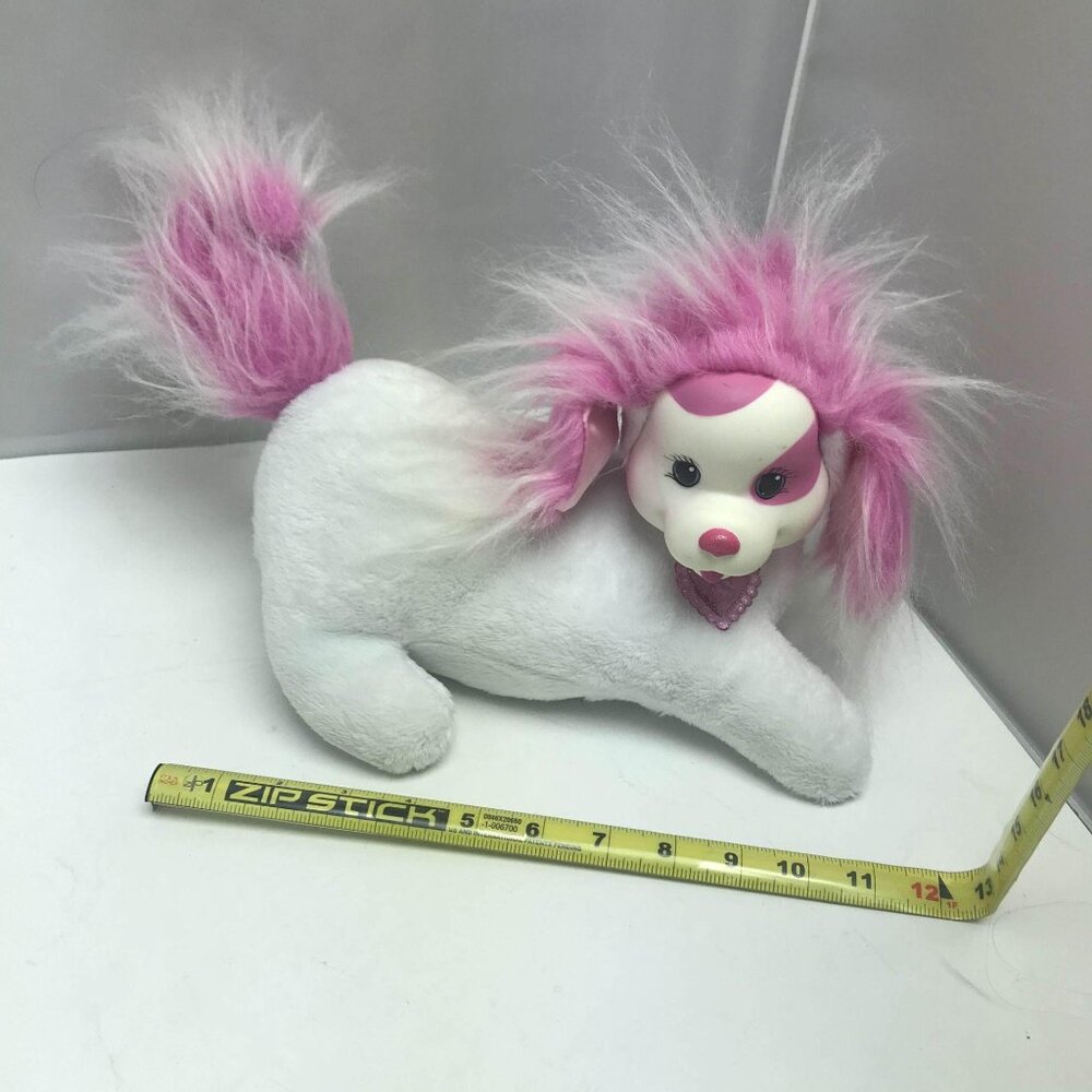 Puppy Surprise White Mama Dog Pink Hair Pet Plush Stuffed Animal Toy 11"
